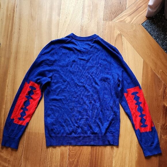 Zadig & Voltaire Blue Sweater with Red Accents- Women's Size Small - Picture 3 of 4